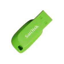  FLASH MEMORY SANDISK 32GB CRUZER BLADE USB GREEN